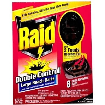 RAID@Double Control LARGE Roach Baits-8ct/6pk