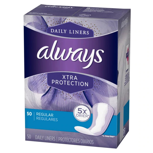 Always Xtra Protection Daily Liners Regular - 50ct/6pk