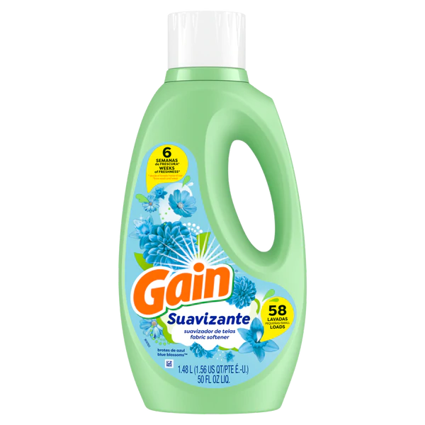 Gain Suavizante Liquid Fabric Softener Blue Blossoms 58 loads - 50oz/4pk