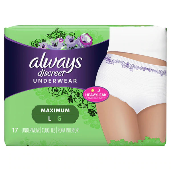 Always Discreet Underwear Maximum Protection Large - 17ct/3pk