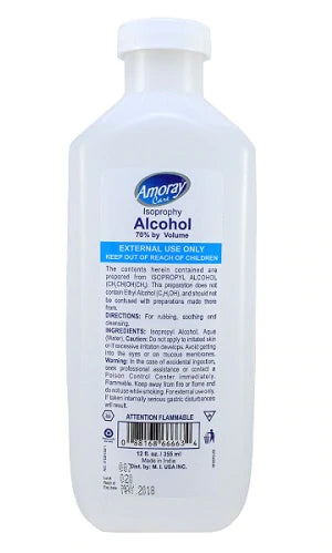 Amoray Rubbing Alcohol White 70% - 12oz/24pk