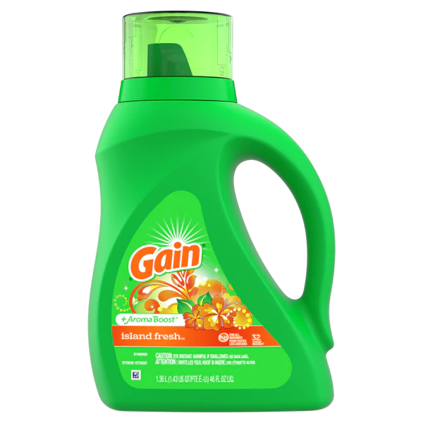 Gain + Aroma Boost Liq. HE Island Fresh 32 Loads - 46oz/6pk