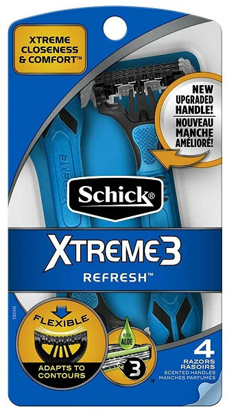 Schick Xtreme 3 Refresh Disposable Razors 4/3's - 4ct/12pk