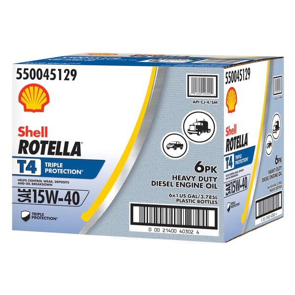 Shell Rotella T4 Triple Protection 15W40 Heavy-Duty Diesel Engine Oil -1G/6pk