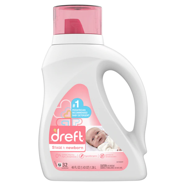 Dreft Stage 1: Newborn Baby Liquid Laundry Detergent 32 loads - 46oz/6pk