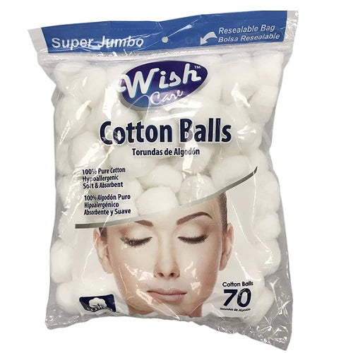 Cotton Balls SUPER Jumbo WISH Care - 70ct/48pk