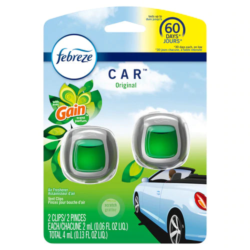 Febreze Car Vent Odor Eliminator Gain Original Scent - 2ct/8pk