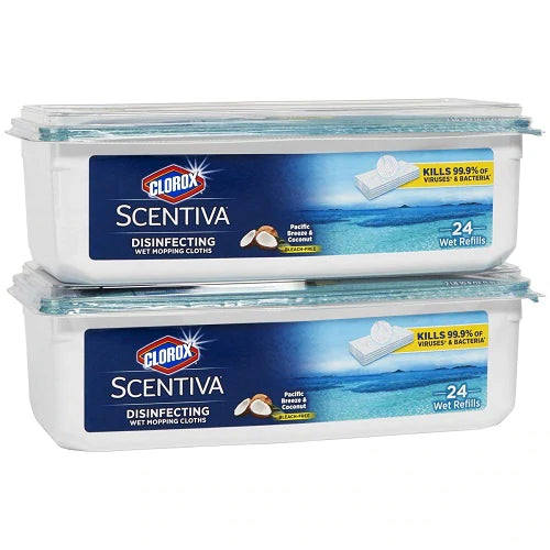 Clorox Scentiva Disinfecting Wet Mop Cloths Pacific Breeze & Coconut 3/2 x 24ct - 3pk