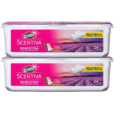 Clorox Scentiva Disinfecting Wet Mop Cloths Tuscan Lavender Jasmine 3/2 x 24ct - 3pk