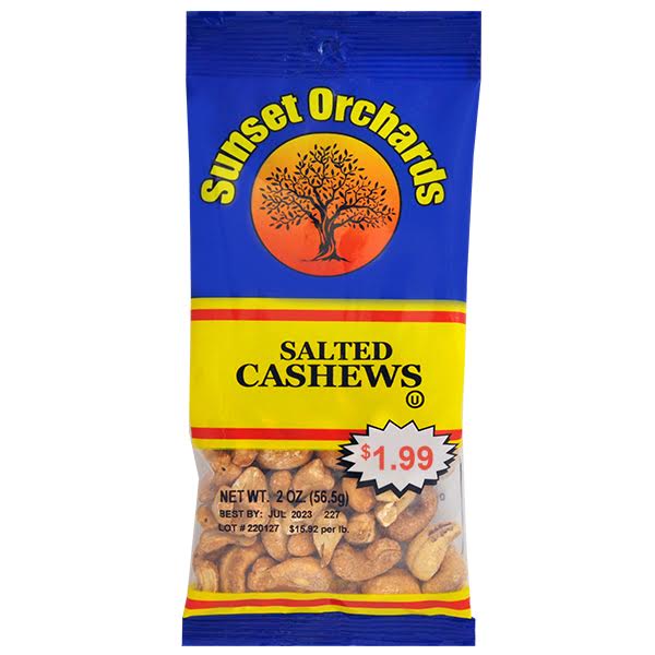 Sunset Orchards Salted Cashews - 2oz/12pk