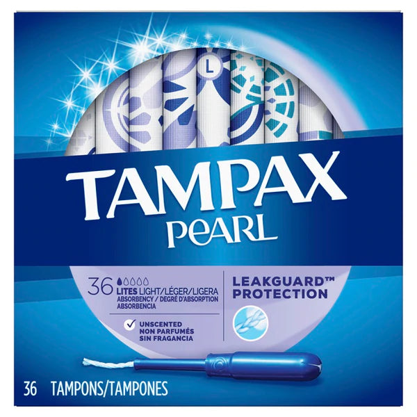 Tampax Pearl Light Tampons Unscented 36ct/6pk