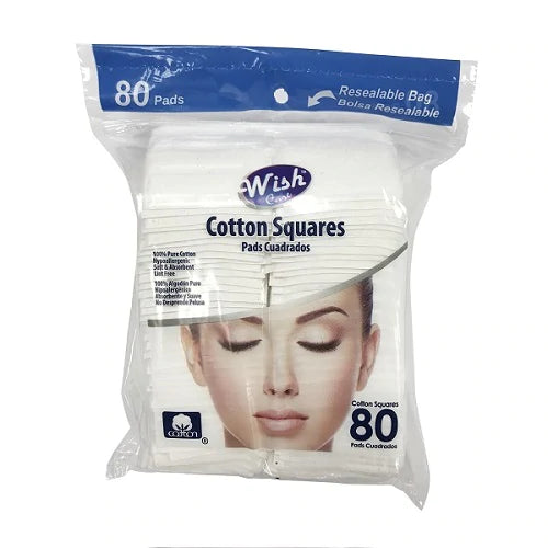 Cotton Square Pads WISH Care - 80ct/48pk