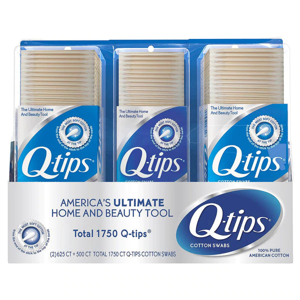 Q-Tips Cotton Swabs Extra Value (2 x 625) + 500 - 1,750ct/1pk