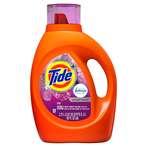 Tide Liq 2X HE Febreze Freshness Spring & Renewal Turbo Clean 59 Loads - 92oz/4pk