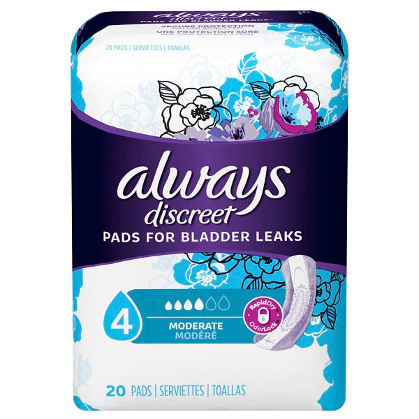 Always Discreet Moderate Absorbency Pads - 20ct/3pk