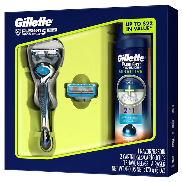 Gillette Fusion 5 ProShield Chill Razor + Shaving Gel Gift Pack - 6pk