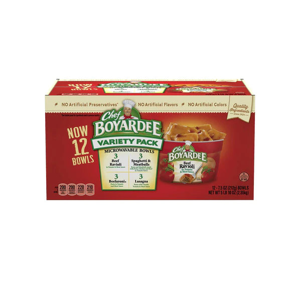 Chef Boyardee Ravioli&Beefaroni microwave Bowls - 7.5oz/12pk