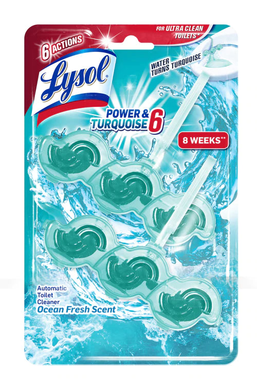 Lysol Auto Toilet Bowl Cleaner Power & Turquoise 6 Ocean Fresh - 2ct/4pk