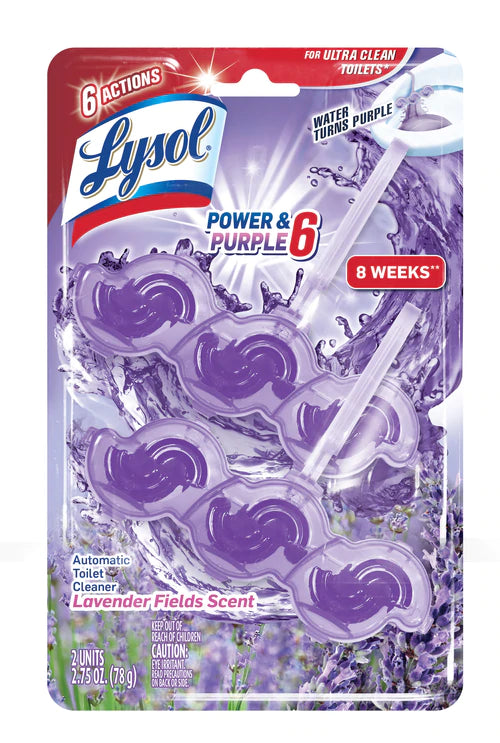 Lysol Auto Toilet Bowl Cleaner Power & Purple 6 Lavender Fields - 2ct/4pk