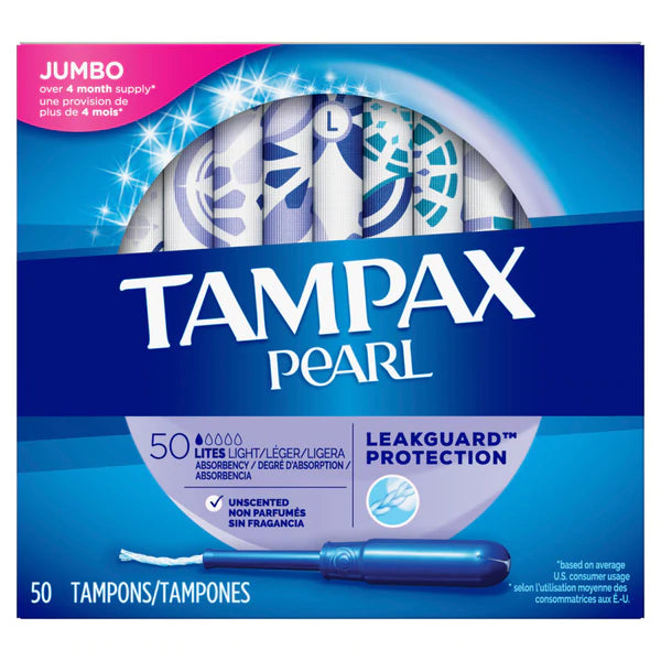 TAMPAX Pearl Light Tampons Unscented - 50ct/6pk