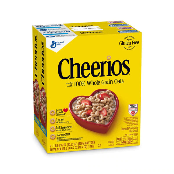 General Mills Cereal Whole Grain Cheerios - 20.35oz/2pk