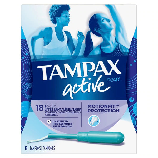 Tampax Pearl Active Tampons Light Absorbency - 18ct/12pk