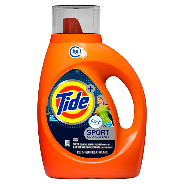 Tide Liq. 2X HE Febreze Sport Odor Defense Turbo Clean 29 loads - 46oz/6pk