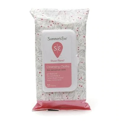 Summers Eve Cleansing Cloths Sheer FLORAL Soft Pack -32ct/12pk