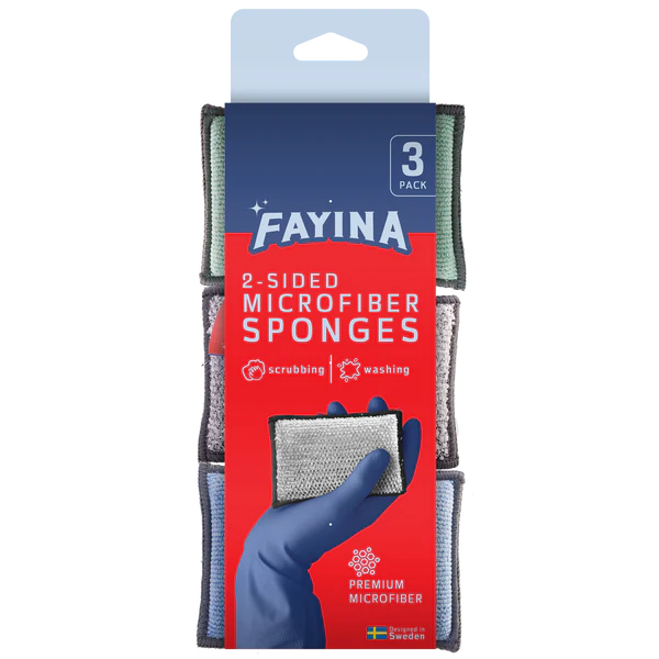 Fayina 2-Sided Microfiber Sponges - 3ct/12pk