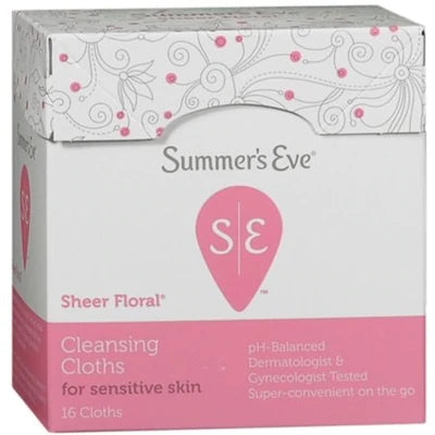 Summers Eve Cleansing Cloths Sensitive Skin Sheer Floral - 16ct/12pk