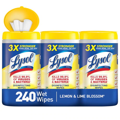 Lysol Disinfecting Wipes Lemon & Lime Blossom - 3x80ct/2pk