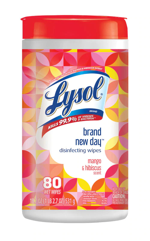 Lysol Disinfecting Wipes Brand New Day Mango & Hibiscus - 80ct/6pk