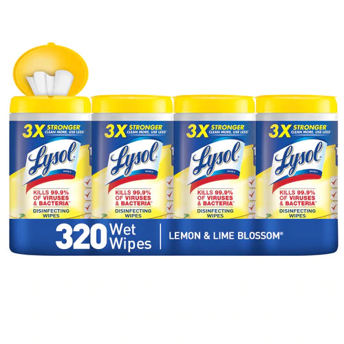 Lysol Disinfecting Wipes Lemon & Lime Blossom - 4x80ct/3pk