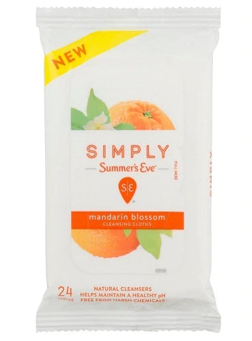 Summers Eve Simply Cleansing Cloths Soft Pack Mandarin Blossom - 24ct/12pk