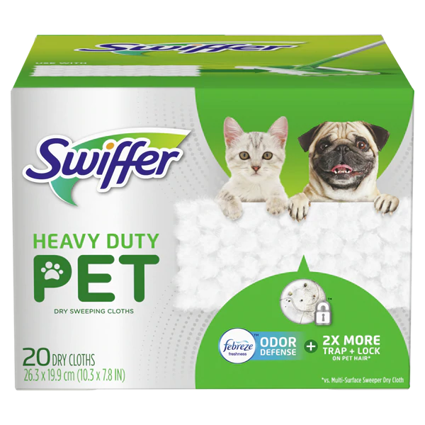 Swiffer Heavy Duty Pet Dry Sweeping Cloth Refills Febreze Odor Defense - 20ct/4pk