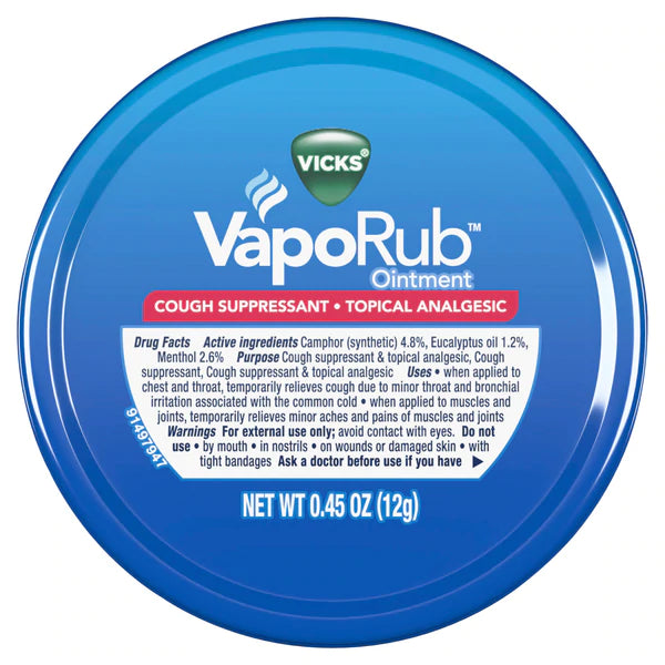 Vicks VapoRub Ointment - 0.45ozx24ct/12pk