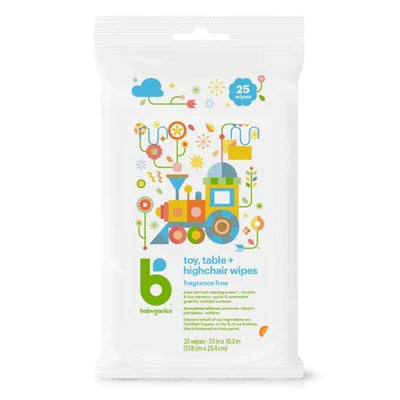 Babyganics Toy and Table Wipes Fragrance Free- 25ct/12pk