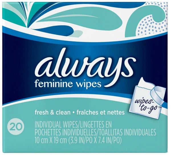 Always Feminine Wipes Fresh & Clean - 20ct/12pk