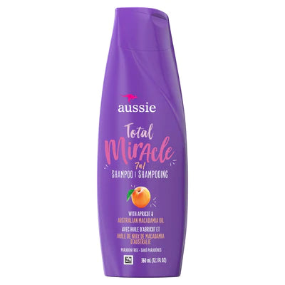 Aussie Miracle Shampoo W/ Apricot and Macadamia For Hair Damage Paraben-Free - 12.1oz/6pk