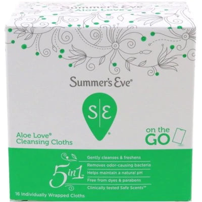 Summers Eve Sensitive Skin Cleansing Cloths Aloe Love - 16ct/12pk