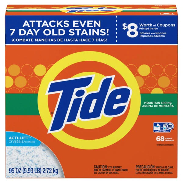 Tide Powder Plus Bleach Mountain Spring 68 Loads - 95oz/3pk