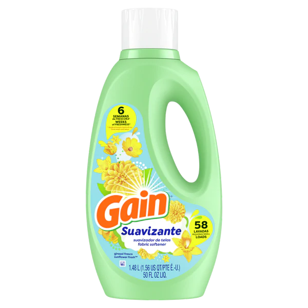 Gain Suavizante Liquid Fabric Softener Sunflower Fresh 58 loads - 50oz/4pk