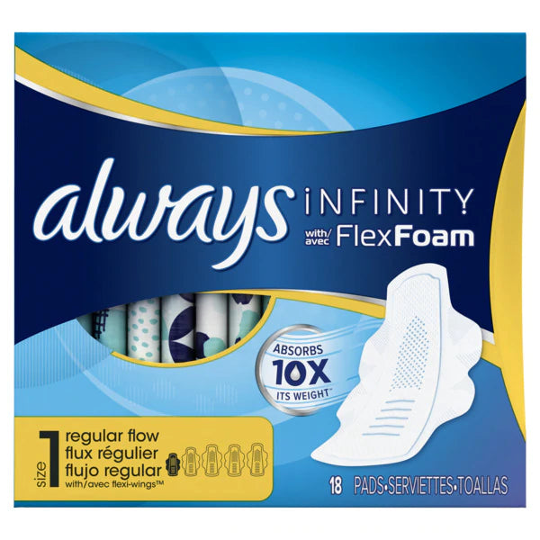 Always INFINITY REGULAR UNS w/Flexi-Wings - 18ct/4pk