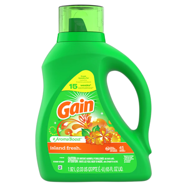 Gain + Aroma Boost Liq. HE Island Fresh 45 Loads - 65oz/4pk