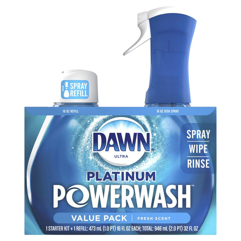 Dawn Platinum Powerwash Dish Spray/Soap Fresh Bundle (1 Starter Kit, 1 Refill) -16oz/3pk