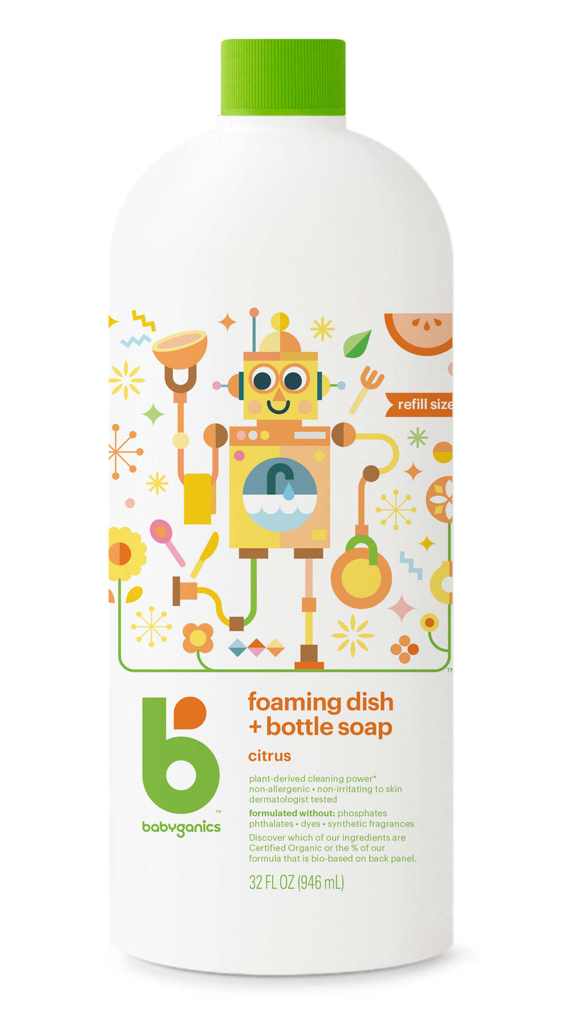 Babyganics Dish & Bottle Soap Refill Citrus - 32oz/6pk