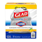 Glad ForceFlex 13 Gal Plus Tall Kitchen Trash Bags Lemon Fresh Bleach Scent - 120ct/1pk