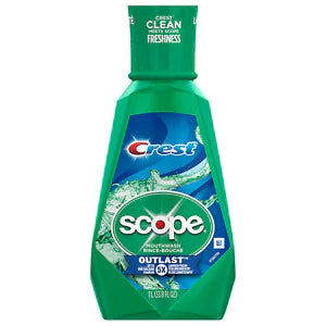 Crest Scope Outlast Mouthwash Long Lasting Mint 1L/33.8oz/6pk