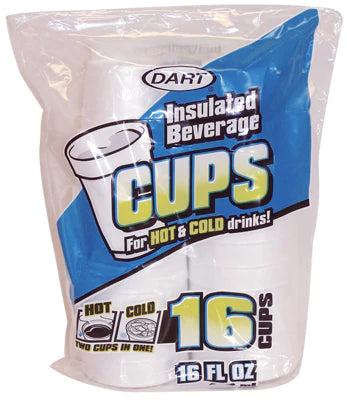 Dart Foam Cups - 16oz/16ct/24pk