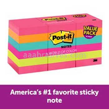 Post-it Notes 653-18AU, 1 3/8in x 1 7/8in Capetown Colors 18 pads - 100sh/20pk